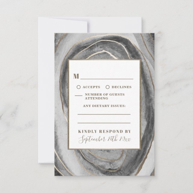 Geode Gemstone Agate Wedding RSVP Cards Karte (Vorderseite)