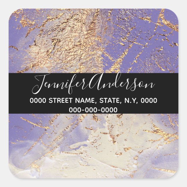 Geode Imitate Gold lila Lacktextur sehen elegant a Quadratischer Aufkleber (Vorderseite)