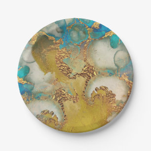Geode Imitate Goldbarsch Agar Aquarell Chic Party Pappteller