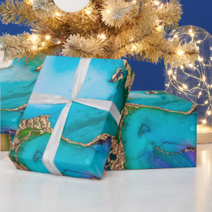 Geode Imitate goldblau lila agate Aquarell Chic Geschenkpapier