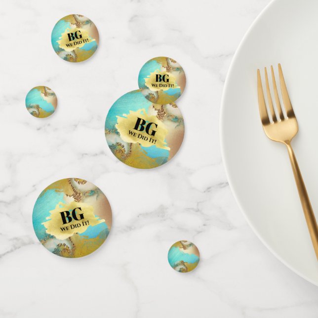 Geode Imitate goldblaue Aquarellfarbe Party Konfetti (Gruppe)