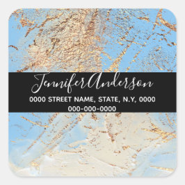 Geode Imitate goldblaue Lacktextur sieht chic aus Quadratischer Aufkleber