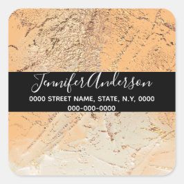 Geode Imitate goldene Pfirsichfarben Textur sehen  Quadratischer Aufkleber