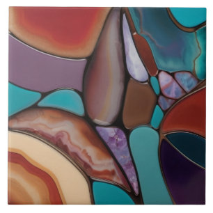 Geode - Imitats aus Glas Mosaik Abstrakte Kunst Fliese