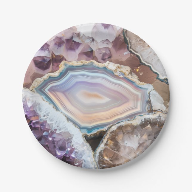 Geode-Kristall | Kristall-Foto-Papierteller Pappteller (Vorderseite)
