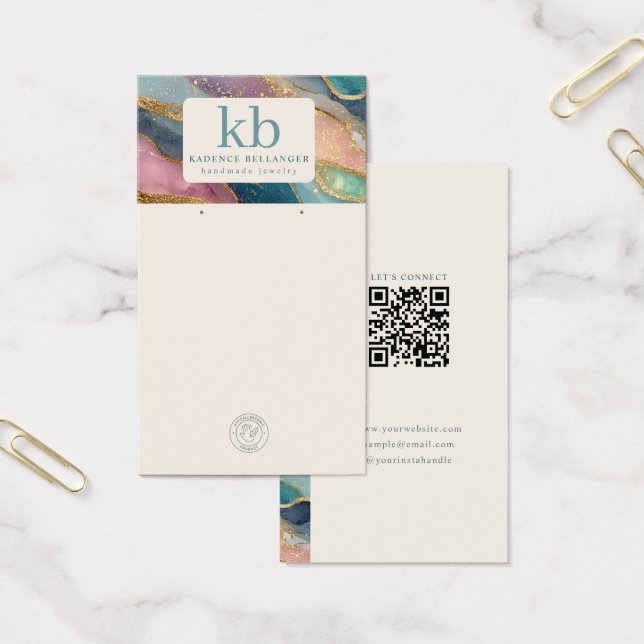 Geode Pattern Monogram Jewelry Display Cards (Büro)