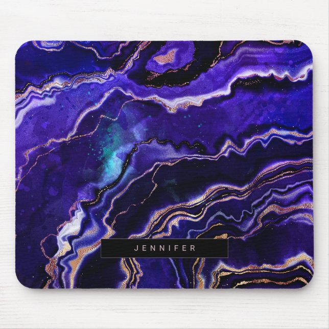 Geode Tief Lila Rose Gold Agate Mousepad (Vorne)