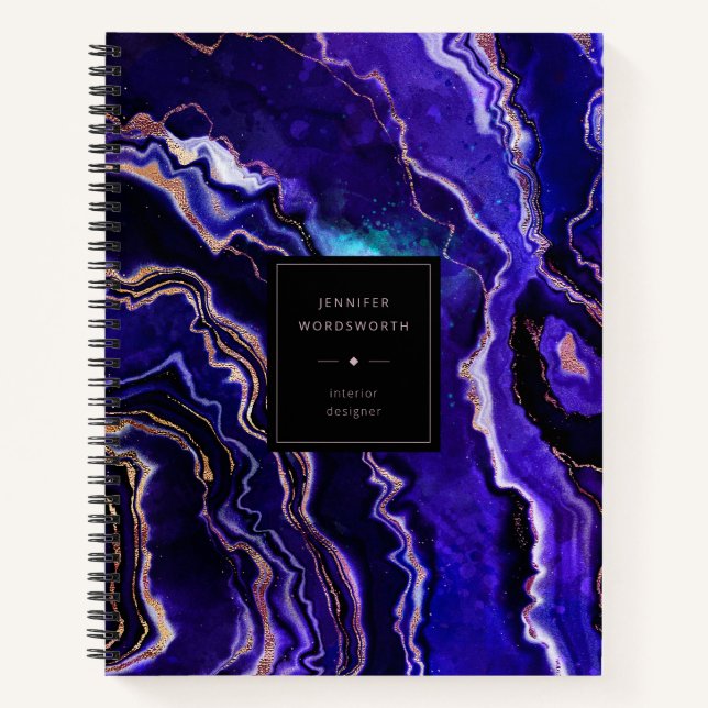 Geode Tief Lila Rose Gold Agate Notizbuch (Vorderseite)