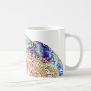 *~* Geode Watercolor-Achat-GoldGlitzer-Felsen Kaffeetasse