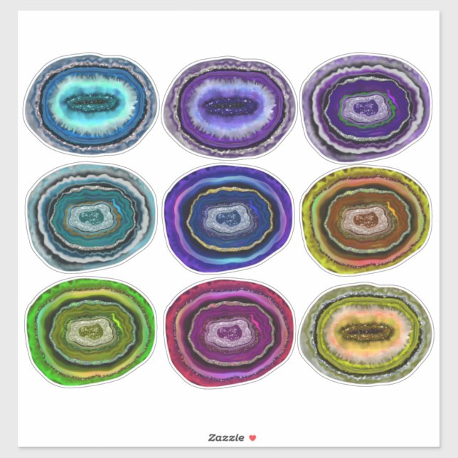 Geodes Collection Crystal Rocks Aufkleber (Blatt)