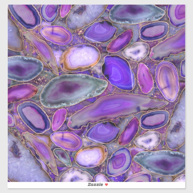 Geodes crystal pattern - Purple and Violet Aufkleber (Blatt)