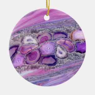Geodes-Kristalldurchsatz - Lila und violett Keramik Ornament