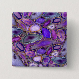 Geodes-Kristallmuster - Lila und violett Button
