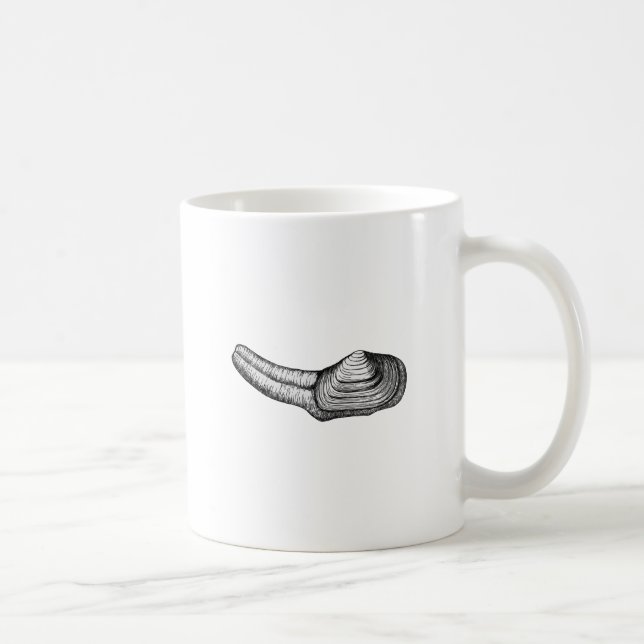 Geoduck Muschel (Schwarzweiss-Illustration) Kaffeetasse (Rechts)