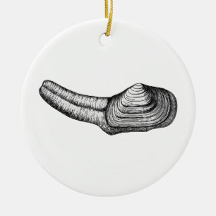 Geoduck Muschel (Schwarzweiss-Illustration) Keramikornament