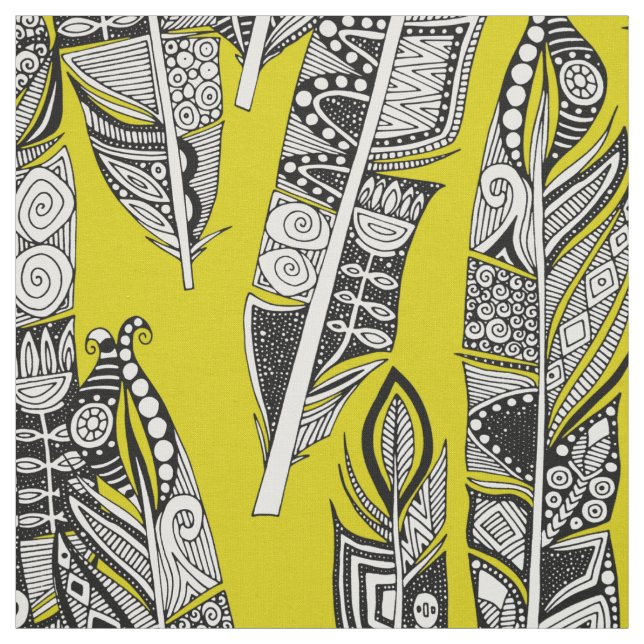 Geofedern-Chartreuse Stoff (Muster)