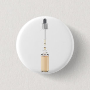 Geöffnete Glas-Tropfflasche mit Pipette Button