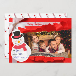 Geöffnete Weihnachtsgeschenke zeigt Ihr Foto Feiertagskarte