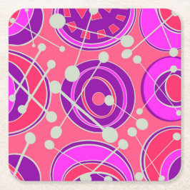 Geoform-Designs mit abstrakten, rosa und orangefar Rechteckiger Pappuntersetzer