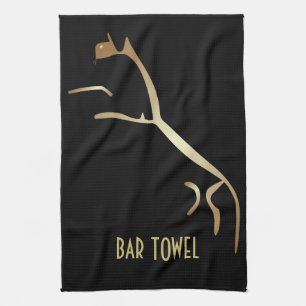 Geoglyph Bar Towel Black und Gold Uffington Horse Geschirrtuch