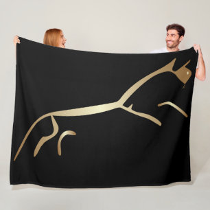 Geoglyphen Gold Horse Fleecedecke