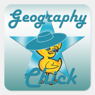 Geografie Chick #7 Quadratischer Aufkleber
