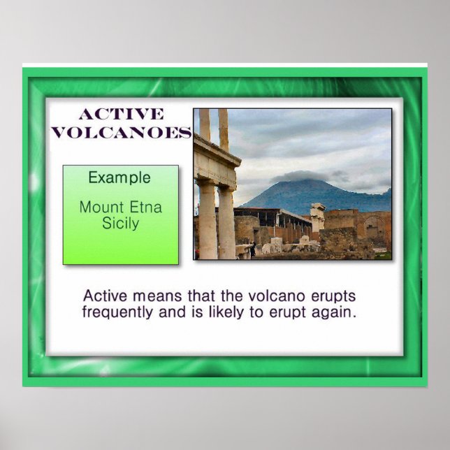 Geografie, Erdwissenschaft, aktive Vulkane Poster (Vorne)