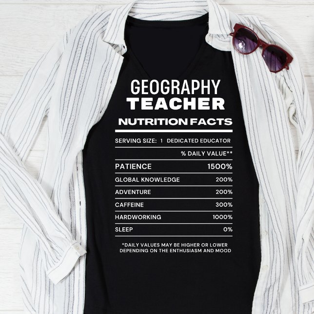 Geografie Lehrer Ernährung Fakten Witziger T - Shi T-Shirt (Von Creator hochgeladen)