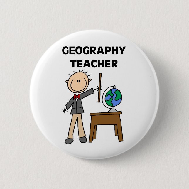 GEOGRAFIE-LEHRER T-Shirts und Geschenke Button (Vorderseite)