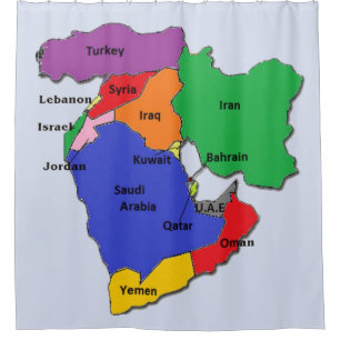 GEOGRAFIE REFRESHER auf dem Throne (MITTEN OSTEN) Duschvorhang
