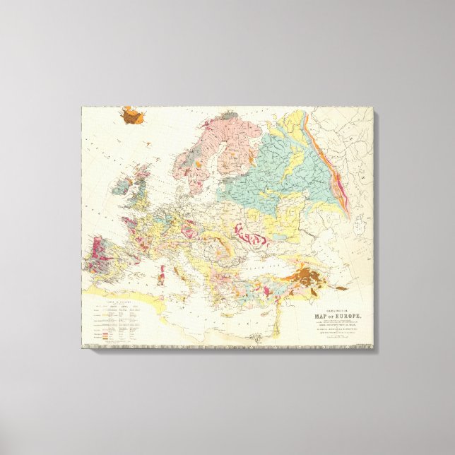 Geografische Landkarte Europa Leinwanddruck (Vorderseite)