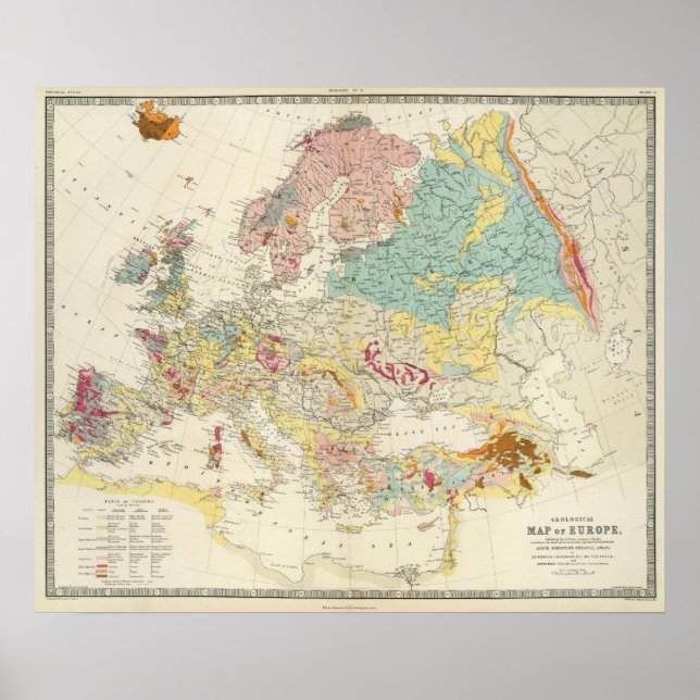 Geografische Landkarte Europa Poster (Vorne)