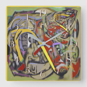 Geografische    Rückwärtskontrolle Quadratische Wanduhr