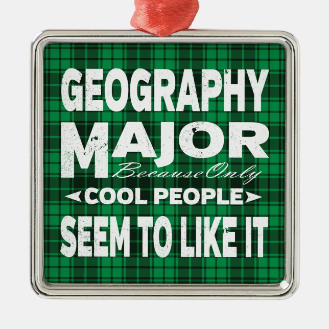 Geografische Uni Major Green Kariert Ornament Aus Metall (Vorne)