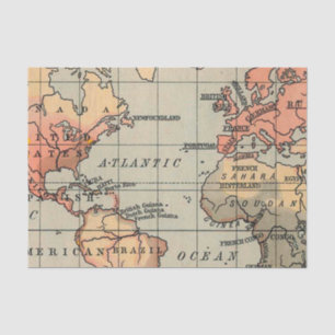 Geografische Weltkarte Seidenpapier