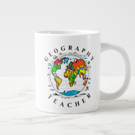 Geografischer Lehrer mit farbenfroher Globe Grafik Jumbo-Tasse