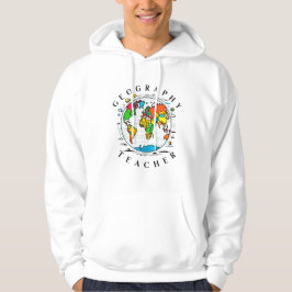 Geografischer Lehrertext mit farbenfroher Globe Gr Hoodie