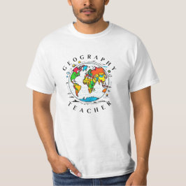 Geografischer Lehrertext mit farbenfroher Globe Gr T-Shirt