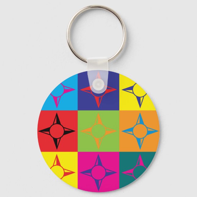 Geografischer Pop Kunst Schlüsselanhänger (Vorderseite)