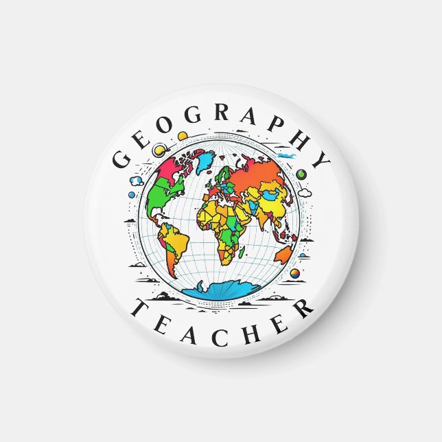 Geografisches Abzeichen mit farbenfroher Globe Magnet (Vorne)