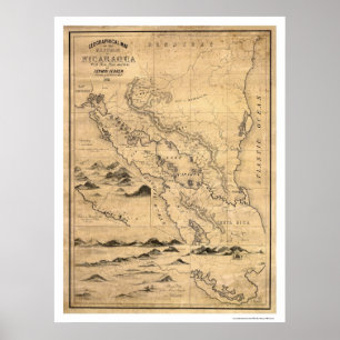 Geografisches Nicaragua Karte 1855 Poster