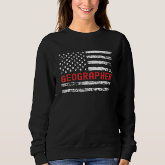Geographer USA Flag Profession Retro Job Title Sweatshirt