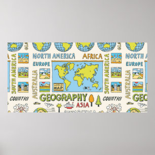 Geographie. Handgezeichnet. Vintage Darstellung. Poster