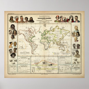 Geographische Verbreitung der menschlichen Rasse Poster
