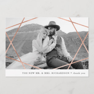 Geohochzeit  Imitate Kupfer mit Foto Vielen Dank Dankeskarte