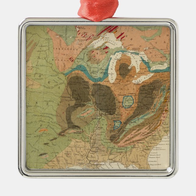 Geol Karte US Silbernes Ornament (Vorne)