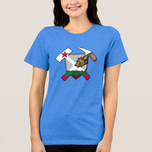 Geologe in Kalifornien - Hammer und Schild Tri-Blend Shirt