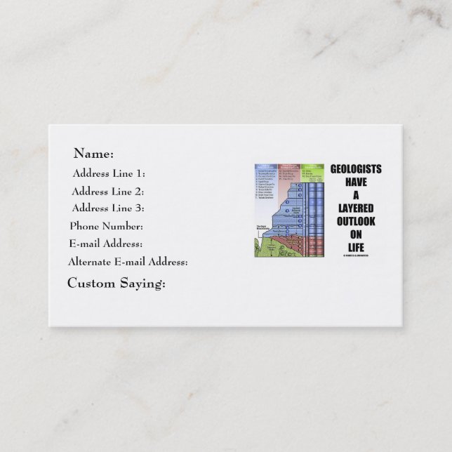 Geologen haben eine überlagerte Aussicht auf dem Visitenkarte (Vorderseite)