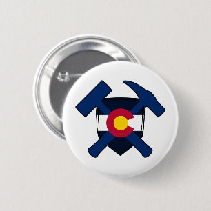 Geologen-Steinhammer-Schild - Flagge von Colorado Button