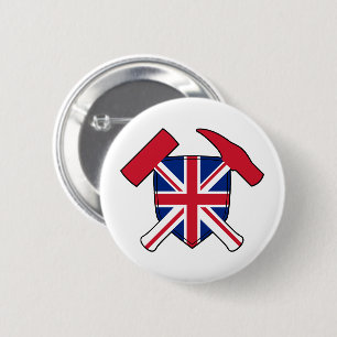 Geologenhammer und Union Jack Logo Button